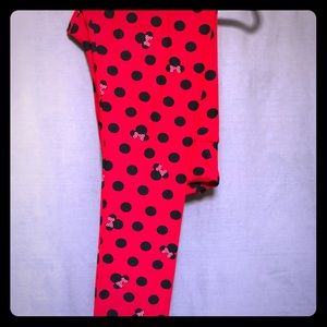 LuLaRoe red and black polka-dot TC leggings.